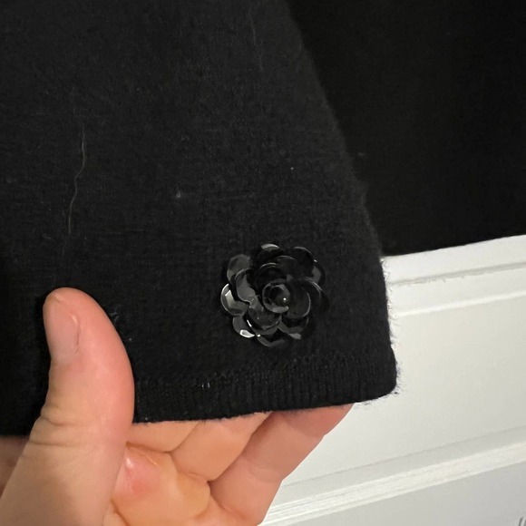 ELEVENSES black sequin trimmed wool jacket cardigan blazer S - Picture 6 of 9